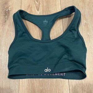 ALO Yoga Dark Green Sports Bra